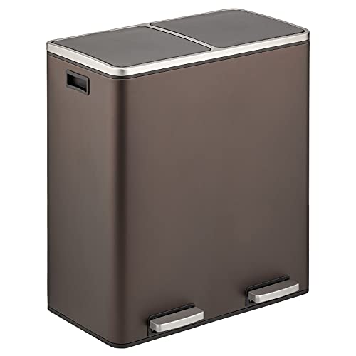 Dual-Compartment Step Trash Can, 16 Gallon